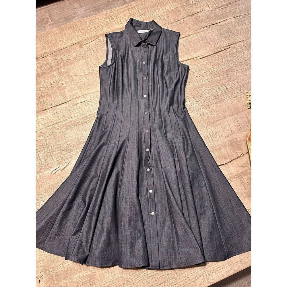 EUC Calvin Klein Navy Sleeveless Midi Shirt Dress size 8